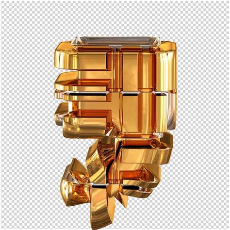 Símbolo 3d feito de ouro transformado PSD Premium