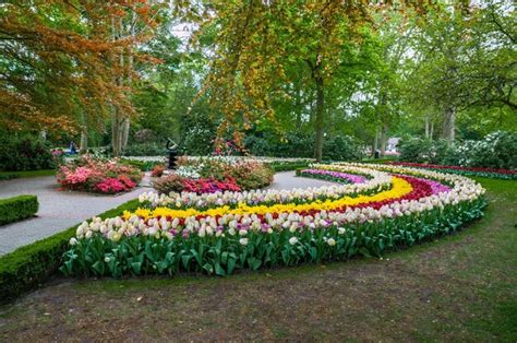 Callej N Entre Coloridos Tulipanes Keukenhof Park Lisse En Holanda