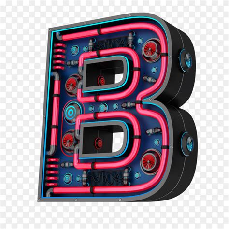 Letter B Futuristic Red Neon Led Digital Font 3d Rendering Isolated On