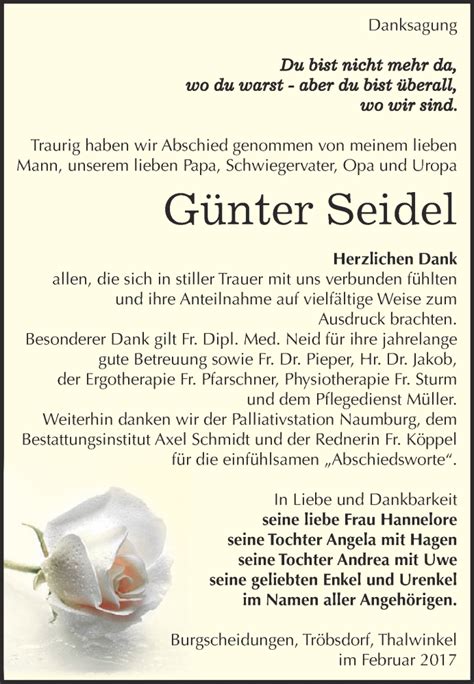 Traueranzeigen von Günter Seidel abschied nehmen de