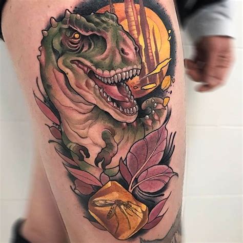 T Rex By Oash Tattoo At Lacosanostratattoo In Parla Spain Dinosaur