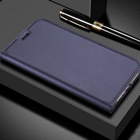 Navy Blue Magnetic Leather Flip Wallet Case For IPhone 6 6S 6SPlus 7