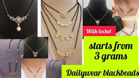 Latest Dailywear Gold Black Beads With Locket Gold Mangalsutra Chains