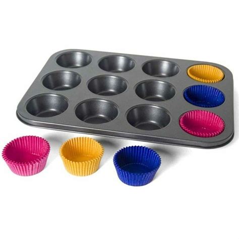 Stampo Teglia Per Muffin Cupcake Acciaio Antiadere Pirottini Colora