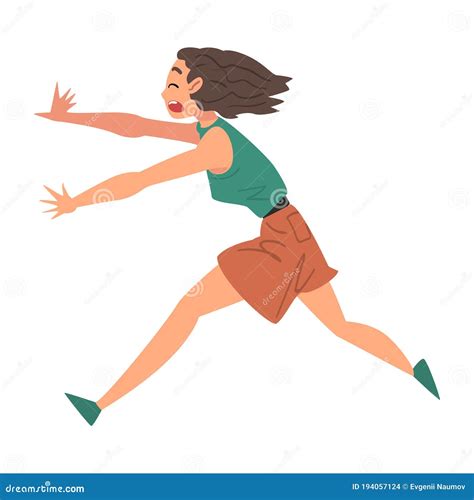 Young Woman Running Afraid Of Something Terrified Scared Shocked