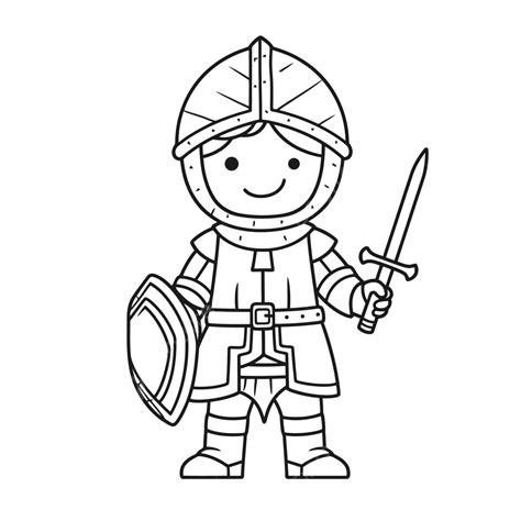 Dibujo De Una Imagen Página Para Colorear Caballero Niños Esbozar Vector Png Dibujos Dibujo De