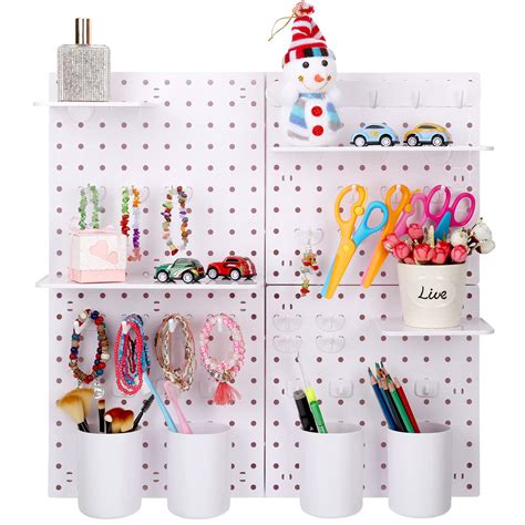 74 Pieces Pegboard Organizer Kits Wall Mount Display Pegboard Wall