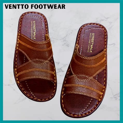 Ventto Footwear Marikina Made Leather Sandals For Men Slip On Flat