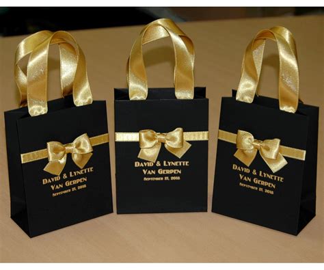 Chic Wedding Gift Bags With Satin Ribbon Handles Bow And Your Names