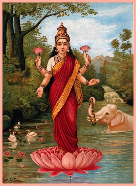 Goddess Lakshmi Raja Ravi Varma Canvas Painting Canvas | Etsy