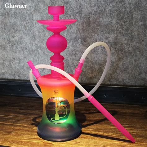 Glawaer Russian Style Pink Glass Hookahs Big Water Filtration Pipe