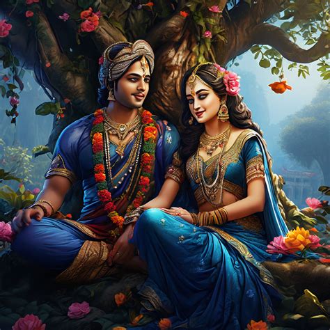 Radha Krishna Beneath The Kalpavriksha Tree Generate An Ima By