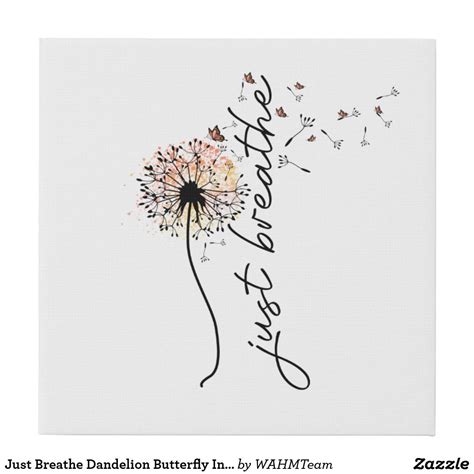 Just Breathe Dandelion Butterfly Inspiration Yoga Faux Canvas Print