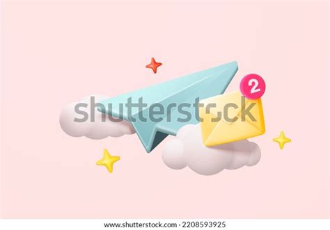 3d Paper Plane Mail Icon On Stock Vector Royalty Free 2208593925