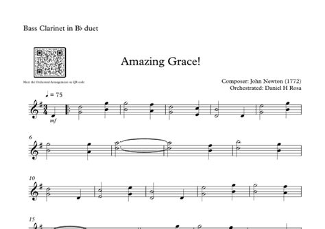 Amazing Grace How Sweet The Sound Easy Bass Clarinet Duet Arr