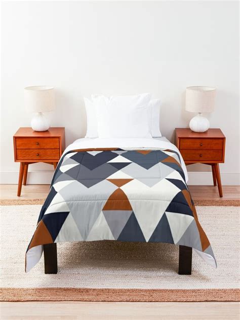 Navy Rust Geometry Ii Comforter By Blertadk Redbubble Comforters