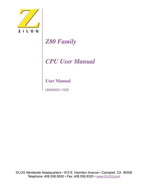 ZILOG Z80 USER MANUAL Pdf Download | ManualsLib