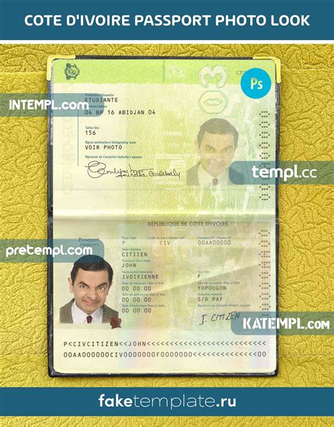 Passport Photolook Photoshop File Passport Psd Passport Template Download