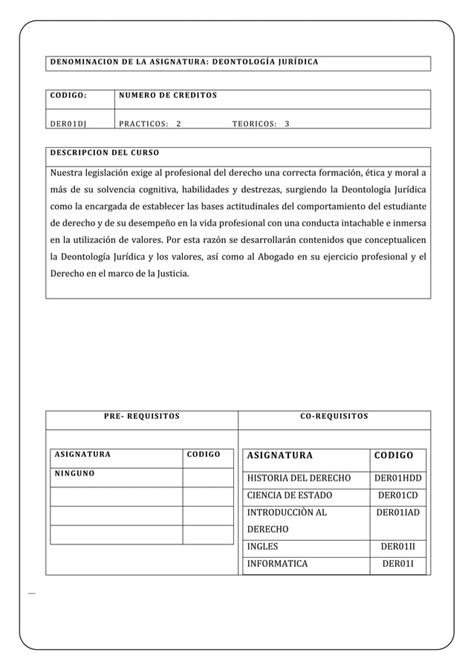 Silabo Deontologia Juridica Pdf Descarga Gratuita