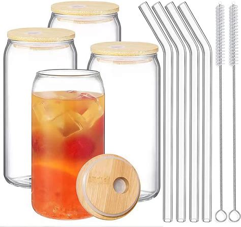 Duscdesp Iced Coffee Cup Glass Cups With Lids And Straws Drinking