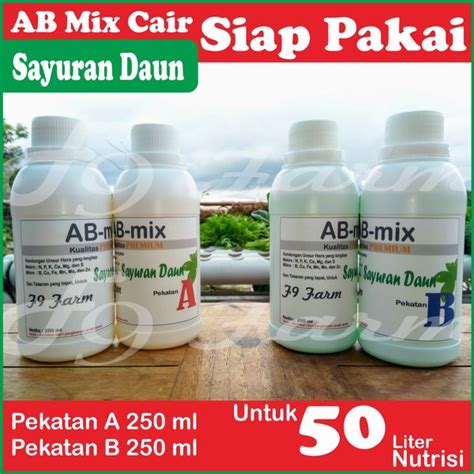 Jual AB Mix 250 Ml Cair Pupuk Nutrisi Hidroponik Sayuran Daun