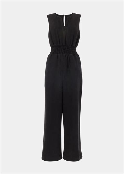 Black Danny Linen Jumpsuit Whistles