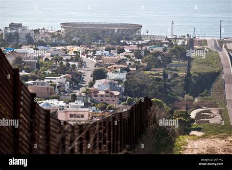 Border Fence Separating San Diego And Tijuana February 17 2012 In San