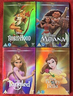 Disney Dvds Moana Tangled Beauty And The Beast Robin Hood Slipcases