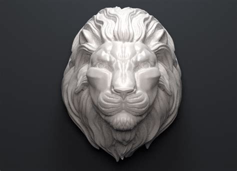 Lion Head Sculpture 3D Model 10 Blend Fbx Obj Stl Free3D