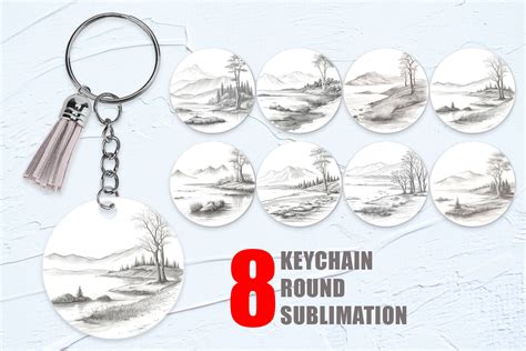 Keychain Line Art Watercolor Landscape Graphic By Artnoy · Creative Fabrica