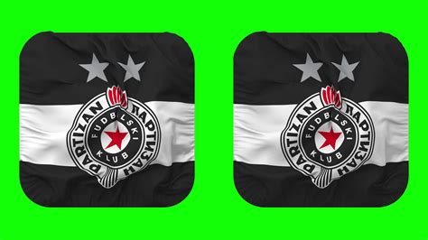 Fudbalski Klub Partizan Flag In Squire Shape Isolated With Plain And