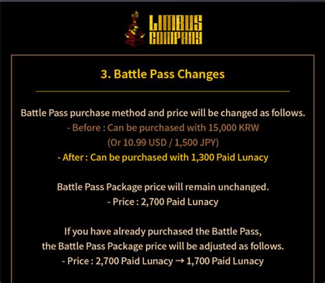 Limbus BattlePass to be bought with Paid Lunacy : r/limbuscompany
