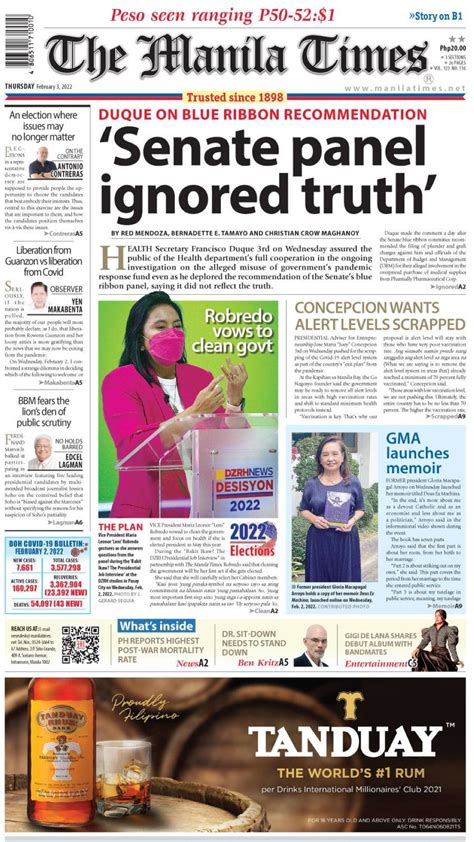 The Manila Times Frontpage February 03 2022 The Manila Times