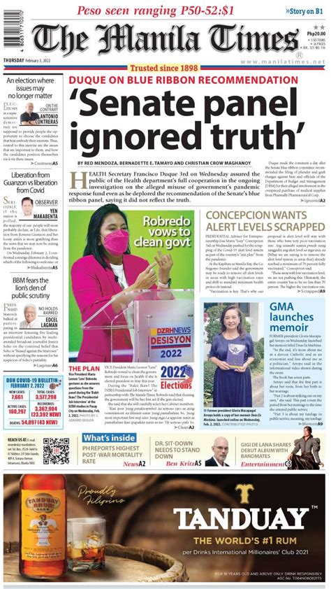 The Manila Times Frontpage February 03 2022 The Manila Times