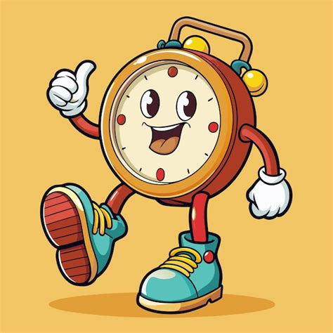 Cute Retro Cartoon Clock Vector Illustration Premium Ai Generated Vector