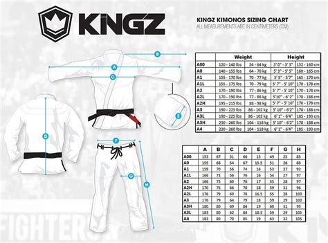 Kingz Kimonos Size Chart: A Visual Reference of Charts | Chart Master