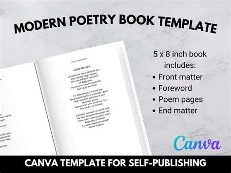 X Modern Poetry Book Template Canva Book Template Self Publishing