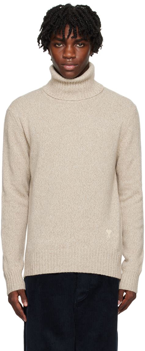 Beige Ami De Cœur Turtleneck by AMI Paris on Sale