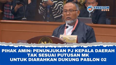 Pihak Amin Penunjukan Pj Kepala Daerah Tak Sesuai Putusan Mk Untuk