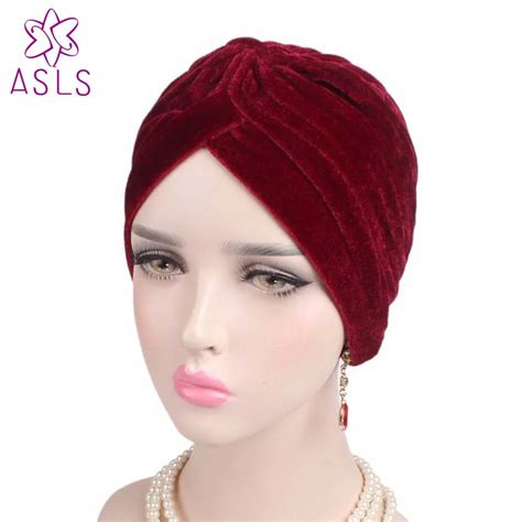 Fashion Women Turban Sleep Style Headband Vintage Double Stretch Muslim Velvet Turban Head Wrap