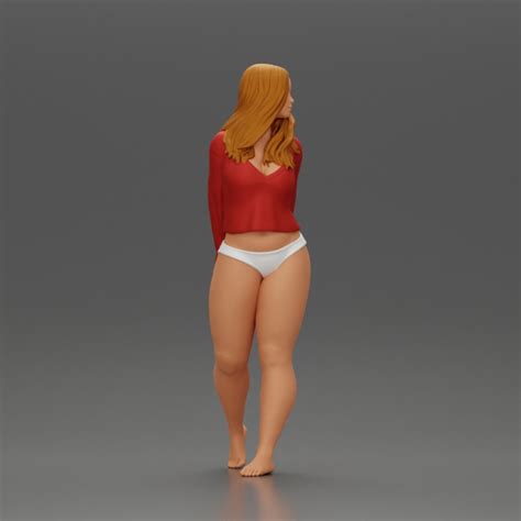 D Printable Sexy Girl In Bikini And Shirt Walking And Posing By DGeschaft Miniatures Figures