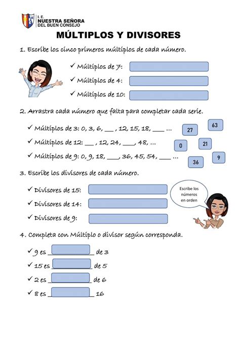 Multiplos Y Divisores Para Quinto Grado