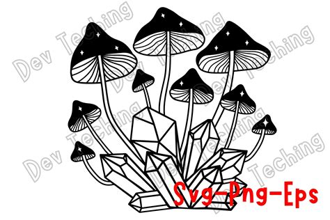 Crystals Mushroom Svg Png Graphic By Dev Teching Creative Fabrica