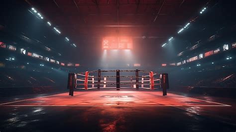 Premium AI Image | professional boxing arena in lights 3d rendering