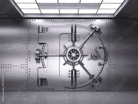 Front View Of Closed Bank Vault Door 3d Render Banks Vault Vault