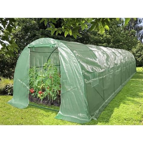 Serre de jardin tunnel 24 m2 toile en polyéthylene 140g tube