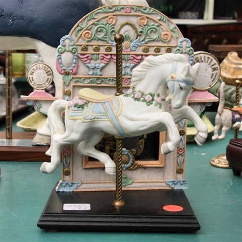 1422 Ceramic Carousel Horse With Music Box 9 Wide 8