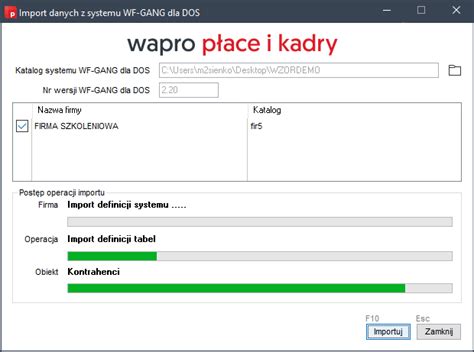 Jak zaimportować dane z systemu WF GANG dla DOS Wapro ERP