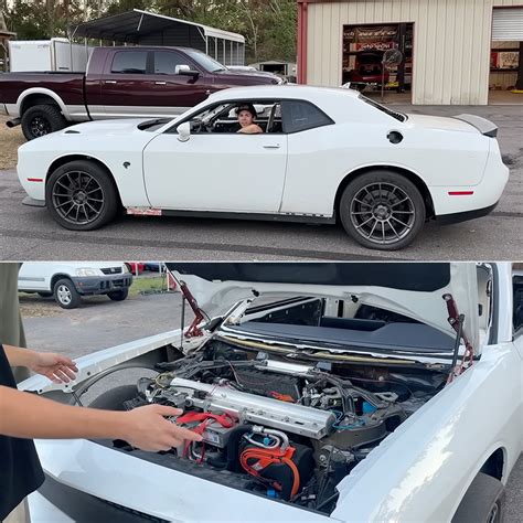 Auto Enthusiasts Swap Dodge Challenger Hellcat Body Onto Tesla Model S