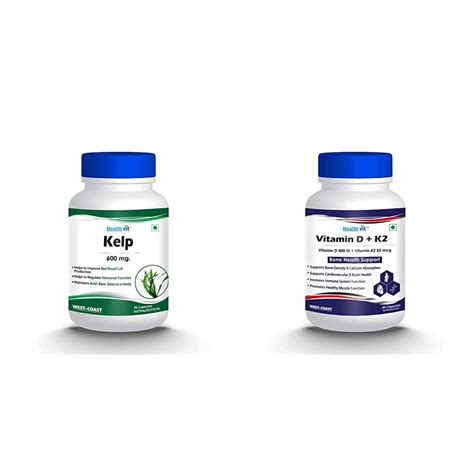 Buy Healthvit Kelp 600 Mg 60 Capsules And Healthvit Vitamin D3 400 Iu With Vitamin K2 55mcg For